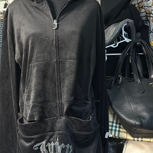Juicy Couture Black Velour Set with Rhinestone Logo